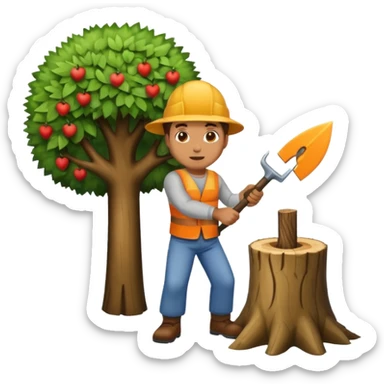 Homme coupant un arbre sticker