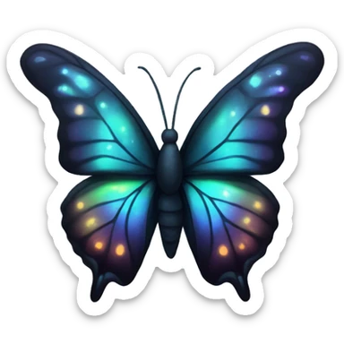 Dark iridescent butterfly glowing sticker