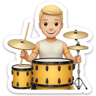yellow drummer at drum kit sticker