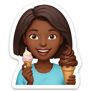 black woman eats ice cream  sticker