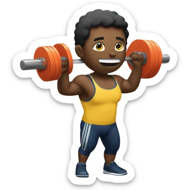 olympic weightlifter lifting shopping bags, and straining sticker