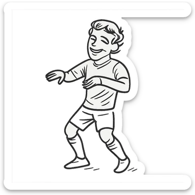 Griezmann goal celebration, football player, smiling while dancing, wearing football jersey, moving line style sticker