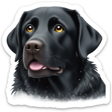 Black Labrador in the snow shower sticker