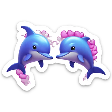 Two purple dolphins jumping into a heart sticker