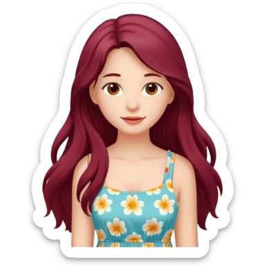Beautiful burgundy long haired girl at the beach sticker