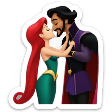 the little mermaid kissing jafar sticker
