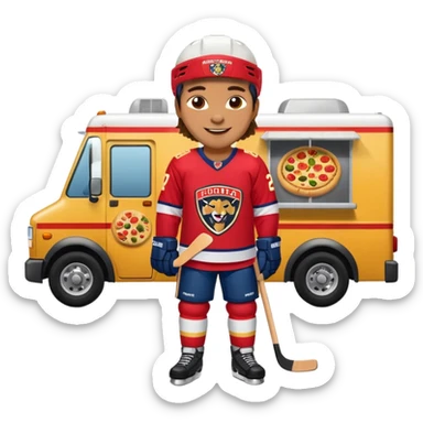 The galaxy with a with a Florida Panthers player
With a taco truck and a pizza truck
 sticker