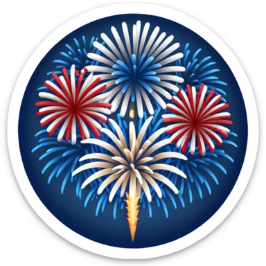 Red white and blue Fireworks exploding  sticker