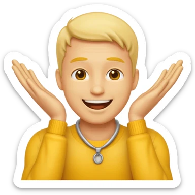 Emoji man joyful with hands on his neck sticker