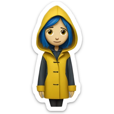 Coraline in yellow raincoat  sticker