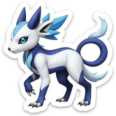 Garurumon-Meloetta-Renamon-Absol-fusion-hybrid-creature (full body) sticker