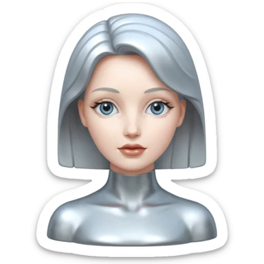 an elegant metallic chrome woman statue  sticker