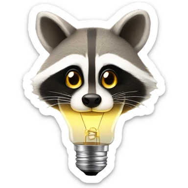 Light bulbs are flying around the raccoon's head sticker
