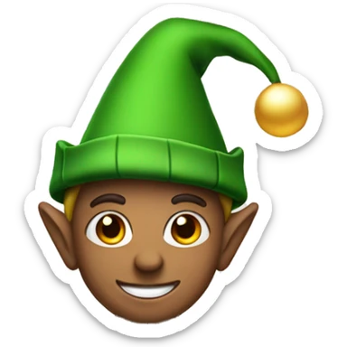 Christmas elf with a green hat sticker
