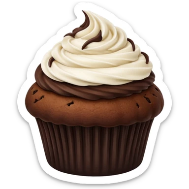 dark brown cupcake on white cream with no any deco sticker