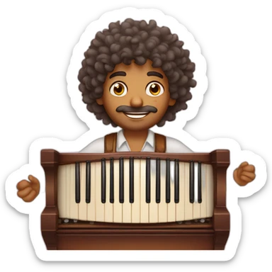 curly haired indian man playing harmonium sticker