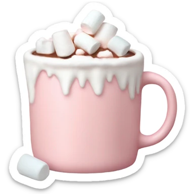 Light Pink mug of hot chocolate with marshmallows  sticker