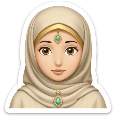 Arab girl in a hijab, she's wearing gold jewelry and a nikab sticker