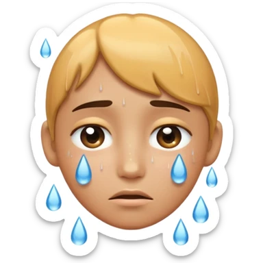 face with a single tear, rain falling sticker