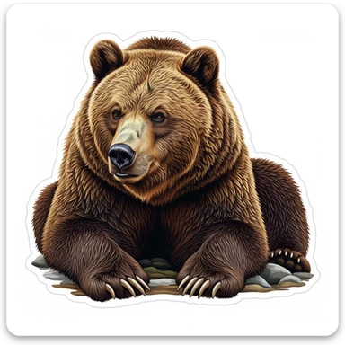 Brown bear realistic sticker sticker