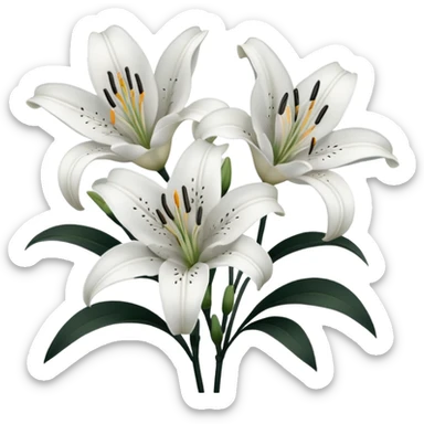 black and white lillies outline sticker