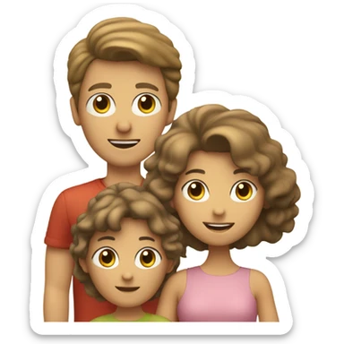 Familia de 4 personas, dos niños de pelo marrón, una mujer de pelo rubio y un hombre canoso  sticker