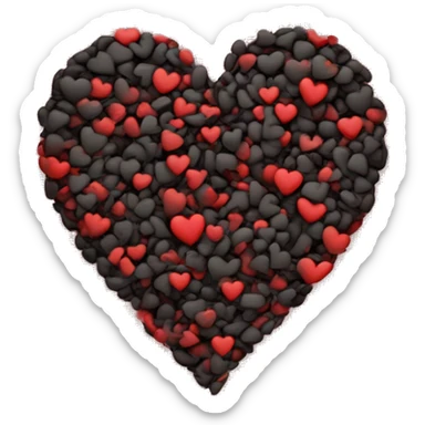 Create a heart emoji that is split right in the middle and it has two colour , left half in black colour and right half in red colour. it should look like the normal black and red emojis cut up in vertical right in the center and merged together. sticker