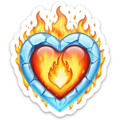 ice in fire heart sticker
