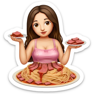  SPAM meat melted pink dripping sauce spaghetti dress monalisa portrait sticker
