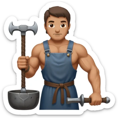 medieval blacksmith with an anvil sticker