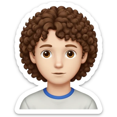 boy,  brown hair, curly hair, brown eyes, pale skin, , hair edger  sticker