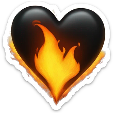 Black heart in fire sticker