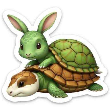 Tortu qui dort et le lapin qui mange la queue a la tortu sticker