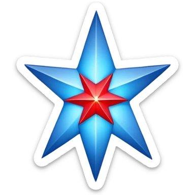 Blue morning star with red core, space navigation symbol sticker