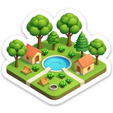 Green vacation park isometric exterior sticker