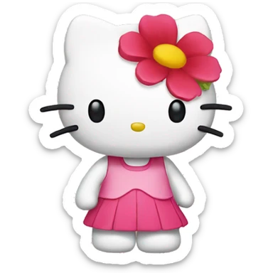 hello kitty with flower sticker