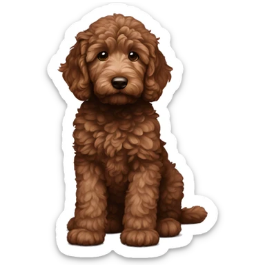 dark brown goldendoodle puppy sticker
