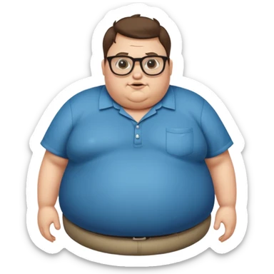 Hombre nerd obeso mórbido con la barriga saliendo de la camisa sticker