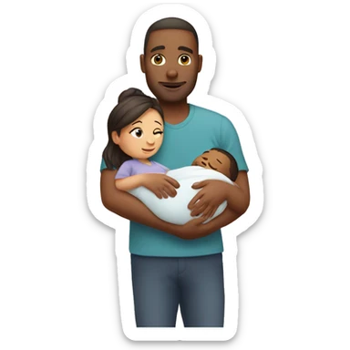 dad mom and newborn sticker