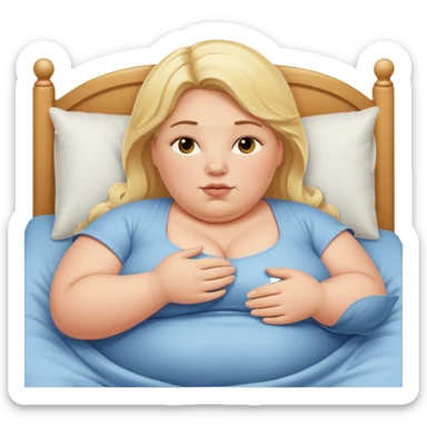 Obese blonde laying bed   sticker