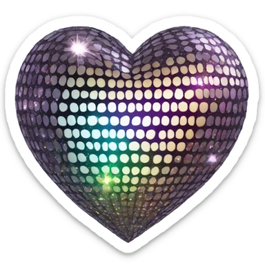 Glitter mirrorball heart sticker