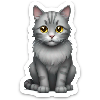 fluffy gray cat sticker