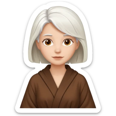 white haired woman in brown robe sticker
