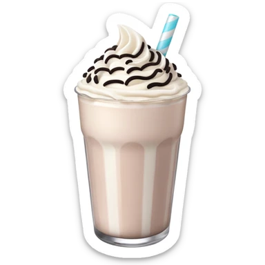 Oreo milkshake emoji, soft shading, rounded shape, pastel style sticker