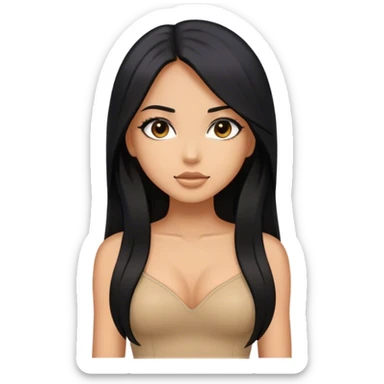 Tan girl with black long hair and hot outfit sticker