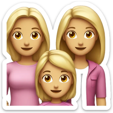 a family with a mom and dad and two children girls, daughters two blondes 14 years old and 10 years old, mom about 32 years old and also blonde with a bob, and dad has brown hair about 40 years old sticker