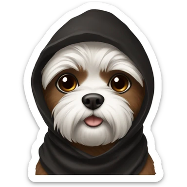 Shitzu wearing black and brown cowl sticker