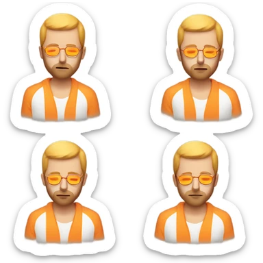 man with orange beard and short blond hair as he praying with orange glasses  sticker