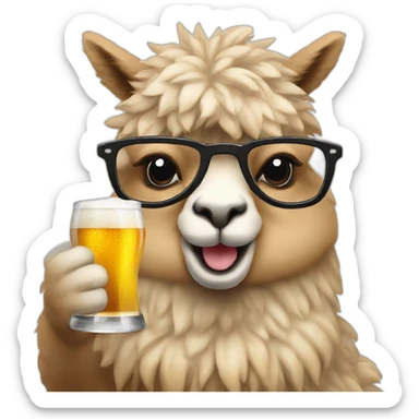 alpaca with a glass of beer in his hand sticker