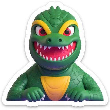 alligator luchador mask with scaly texture and menacing eyes sticker